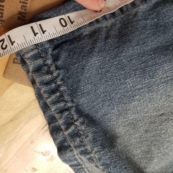 Premium One Touch Brand Mens Jean Shorts Blue Whiskered Pockets Flat Front 34 - Picture 6 of 11